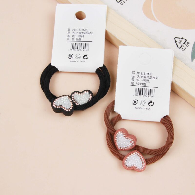 Bộ dây buộc tóc hình trái tim bằng ngọc trai