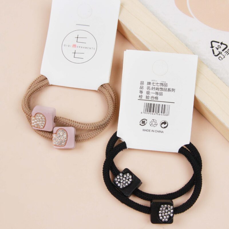 Bộ dây buộc tóc chấm kim cương màu trà sữa